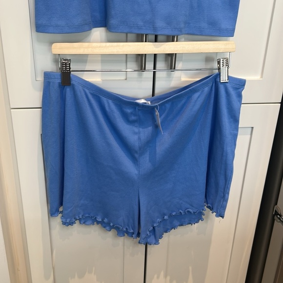 Lauren Ralph Lauren Blue 100% Cotton 2pc Pajama Lounge Set Top & Shorts size XL - Picture 12 of 17